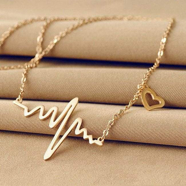 Heartbeat Necklace Gold Jewelry