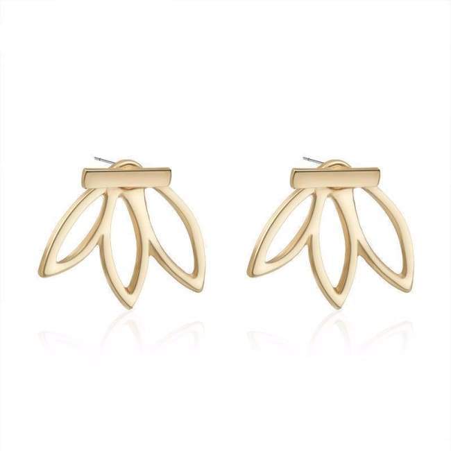 Hollow Leaf Ear Jackets Gold Jewelry